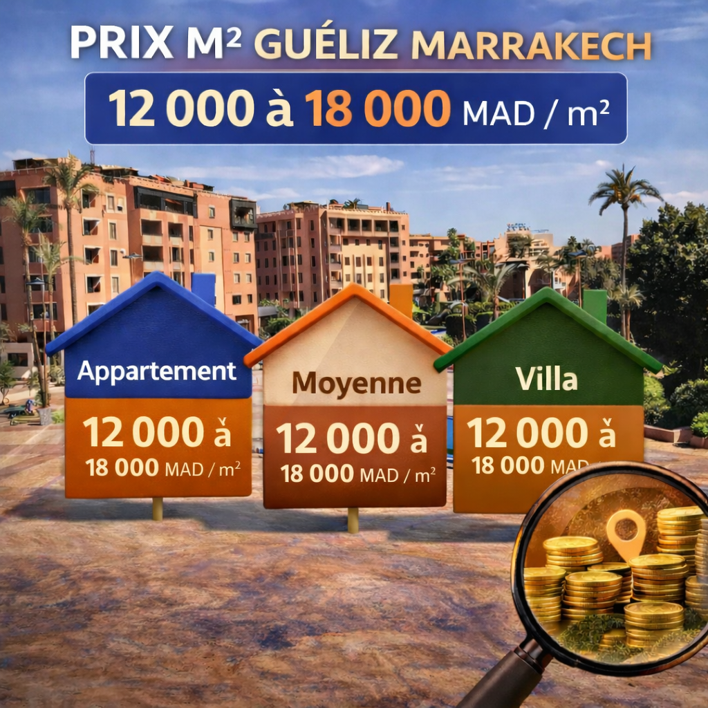 Prix au m² dans l’Immobilier à Guéliz Marrakech – analyse des prix appartement et villa