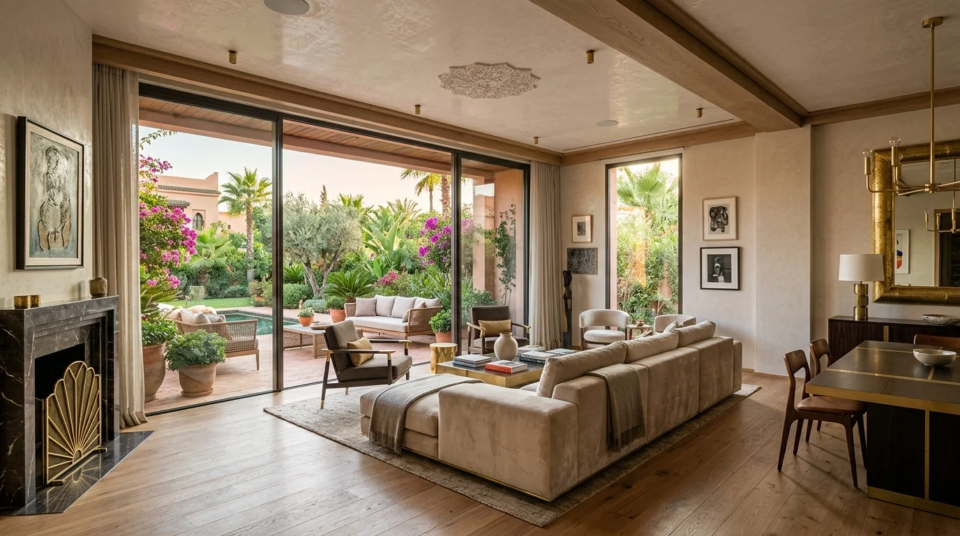 Salon contemporain de grand standing dans un appartement a l Hivernage Marrakech