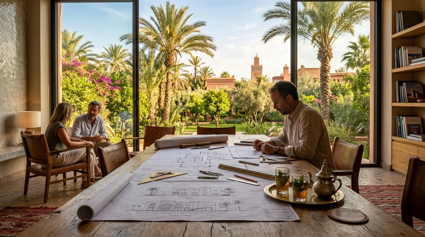 Étude topographique, plan d’architecte et constructibilité d’un terrain à Marrakech