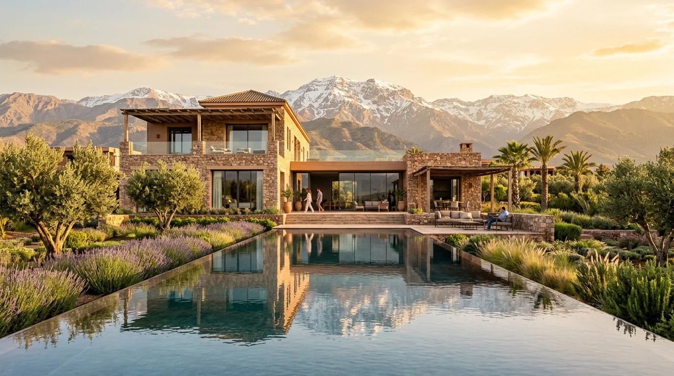 Villa de prestige en pierre sur la Route de l Ourika avec vue panoramique Atlas