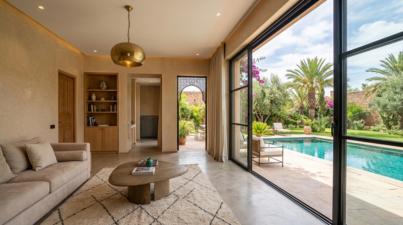 Rénovation intérieure haut de gamme d’une villa à Marrakech avec finitions tadelakt