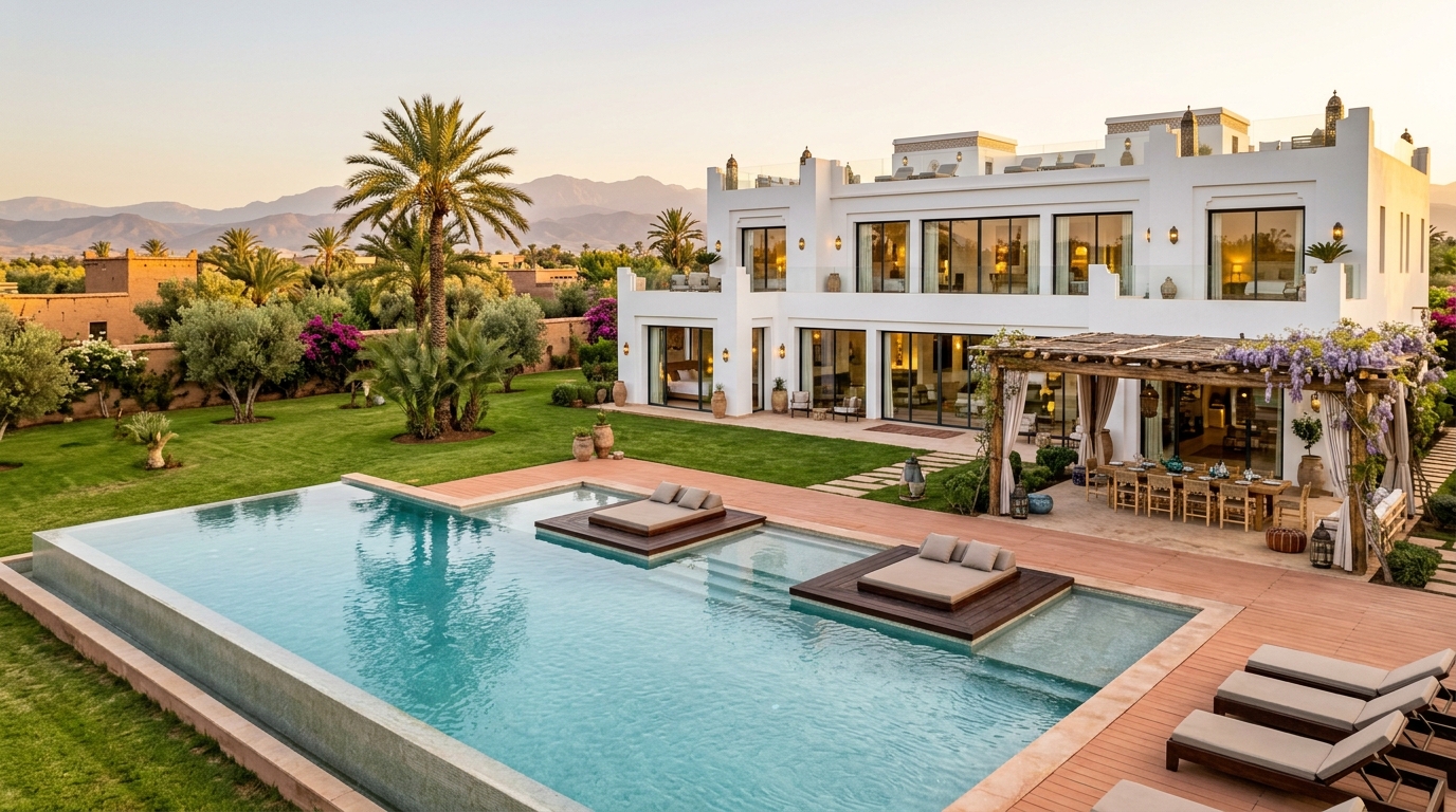 Villa de luxe avec grande piscine privée générant un fort rendement locatif à Marrakech